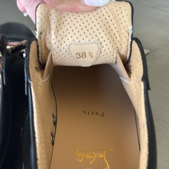 Christian Louboutin fav fique black leather slip on sneaker trainer flat sz 38.5 - Picture 9 of 13